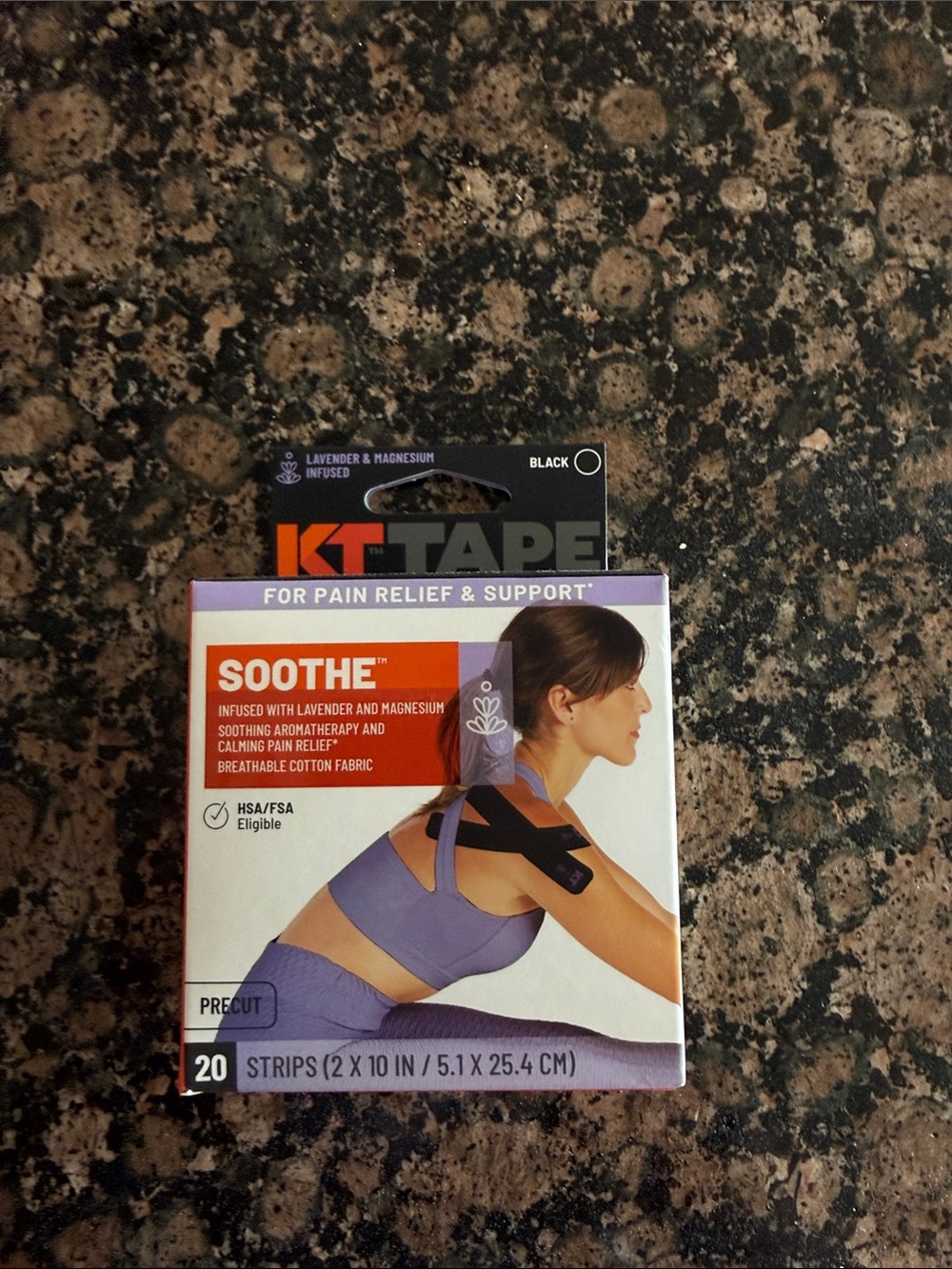 KT Tape Soothe Black Athletic Support Strips - 20 Count